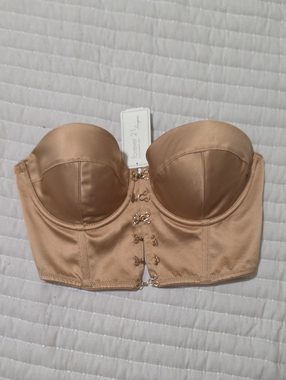 Forever 21 Satin Strapless Bustier - Beige
